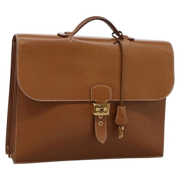 HERMES Sac Adepeche 38 Business Bag Leather Brown - Picture 1 of 16